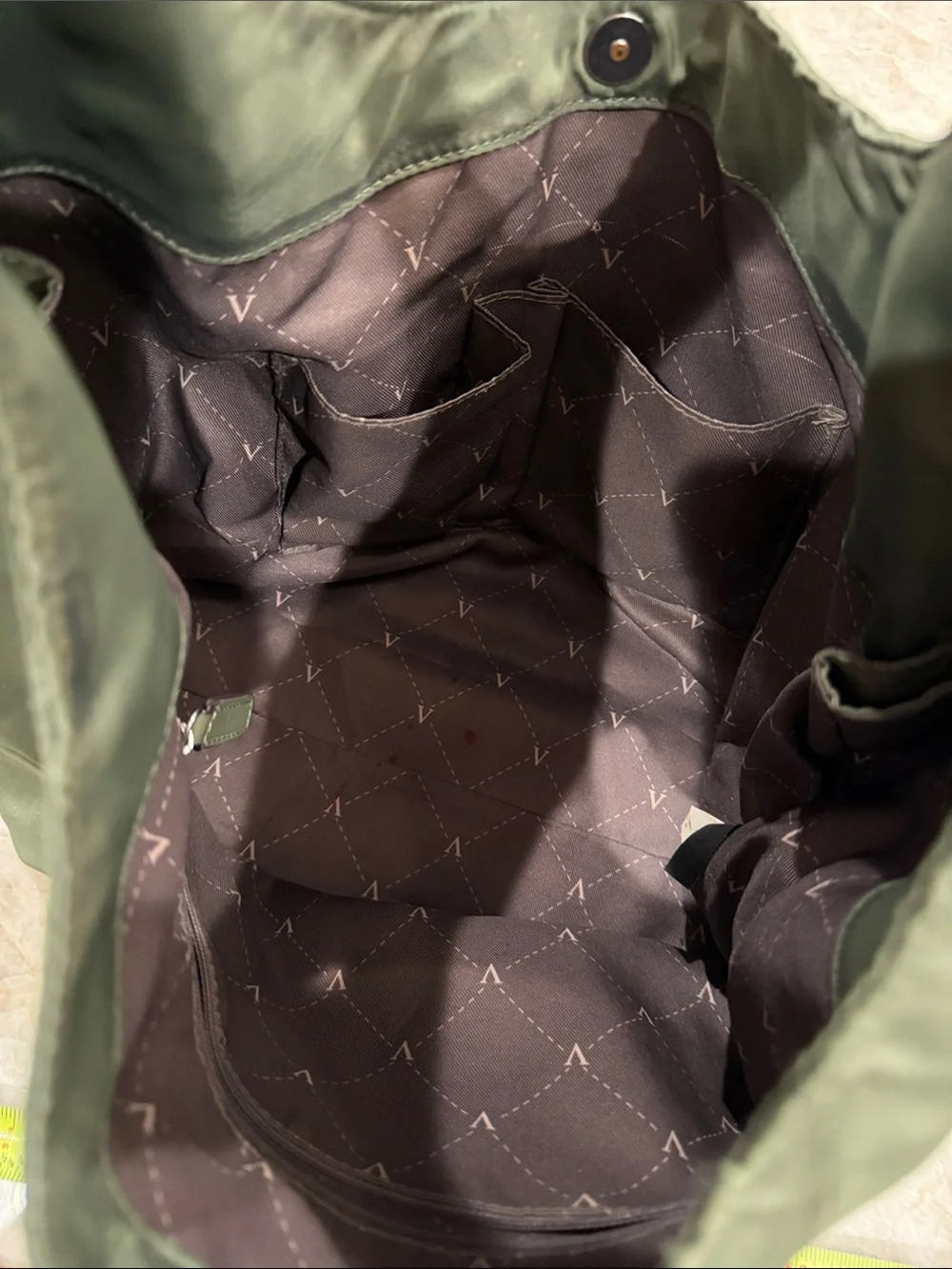 Vince Camuto Olive Green Nylon Hobo Bag